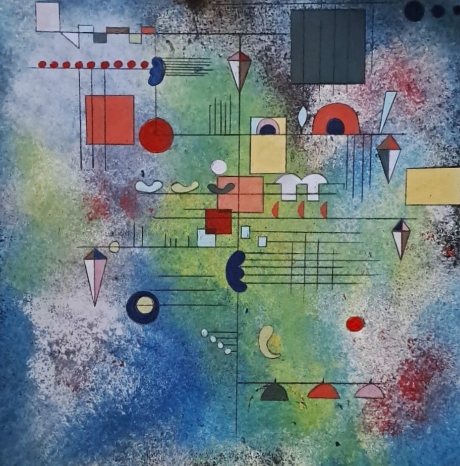 Ils flottent, pourquoi les gardons-nous ?
Chaque objet porte, quelque part, une pointe de ce qui n'est plus.
Inspiré de "Montée Tendre", Vassily Kandinsky, 1934.